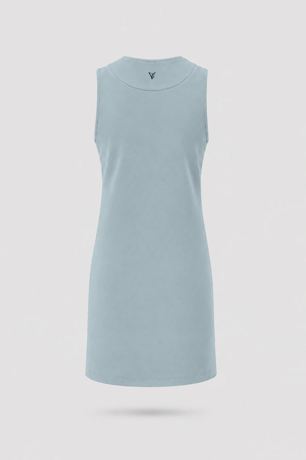 Cowl Neck Sleeveless Dress - Misty Blue