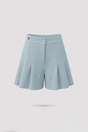 Pleated Tailored Shorts - Misty Blue