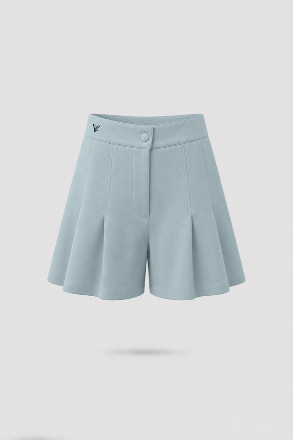 Pleated Tailored Shorts - Misty Blue