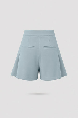 Pleated Tailored Shorts - Misty Blue