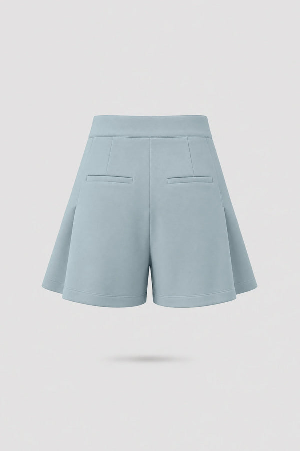 Pleated Tailored Shorts - Misty Blue