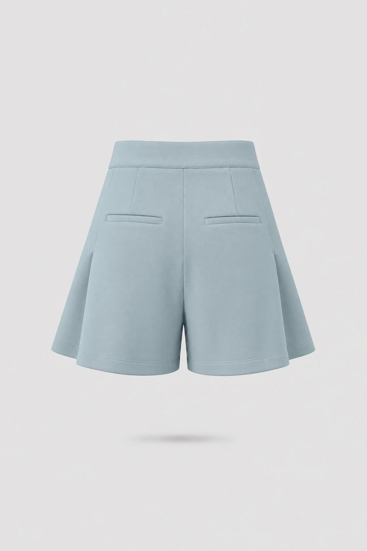 Pleated Tailored Shorts - Misty Blue