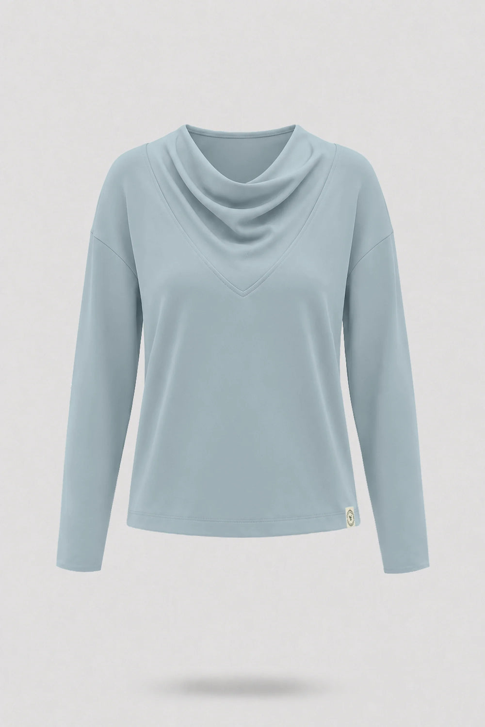 Cowl Neck Long Sleeve Top - Misty Blue