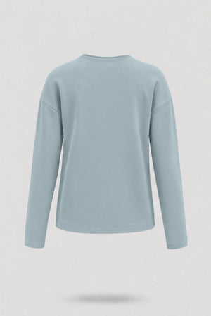 Cowl Neck Long Sleeve Top - Misty Blue