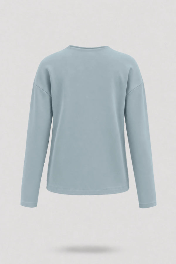 Cowl Neck Long Sleeve Top - Misty Blue