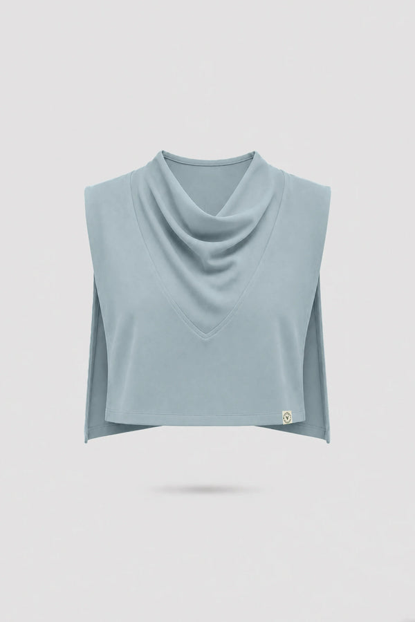Cowl Neck Layering Top - Misty Blue