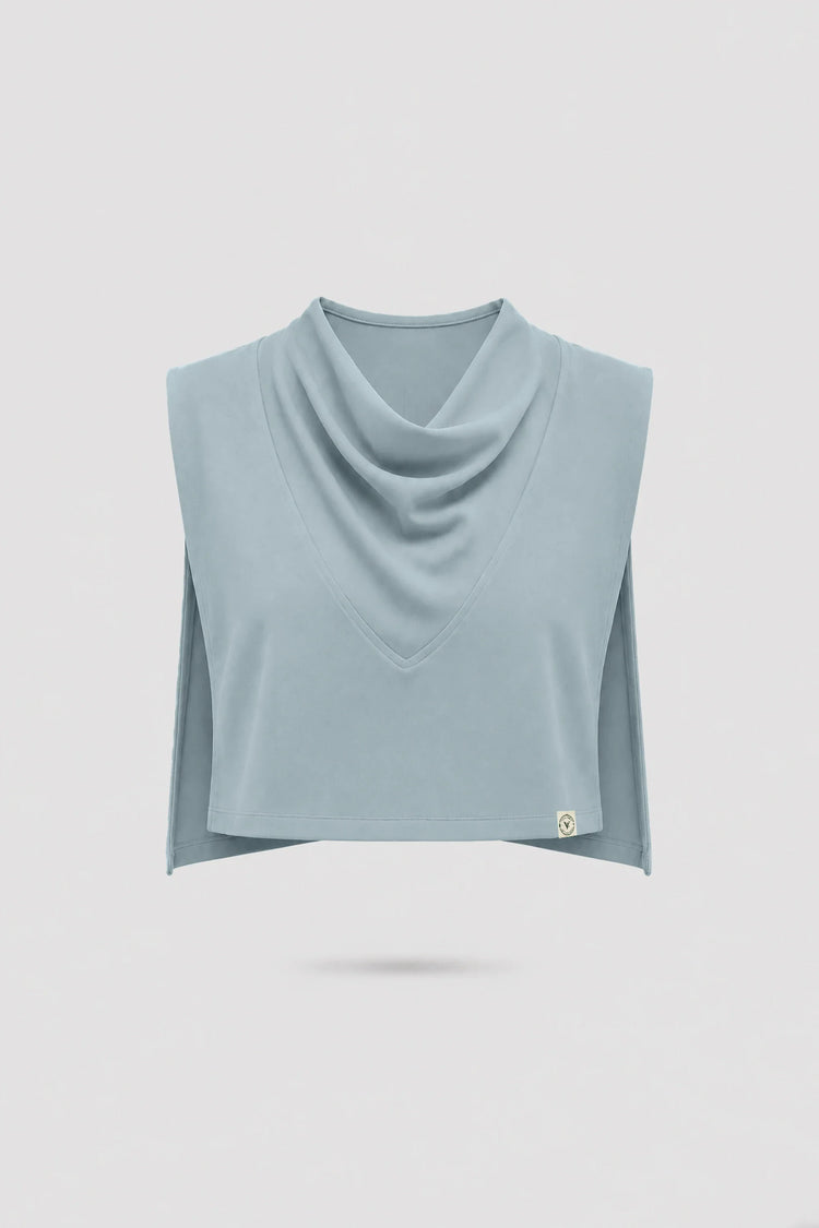 Cowl Neck Layering Top - Misty Blue