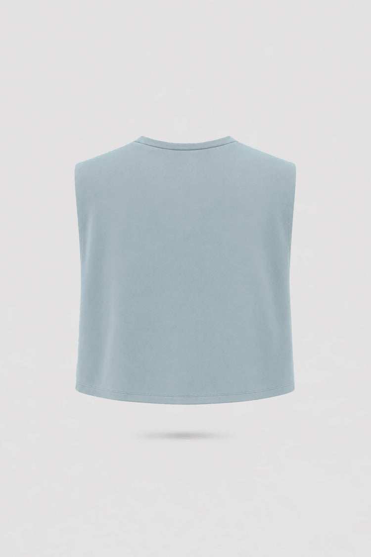 Cowl Neck Layering Top - Misty Blue