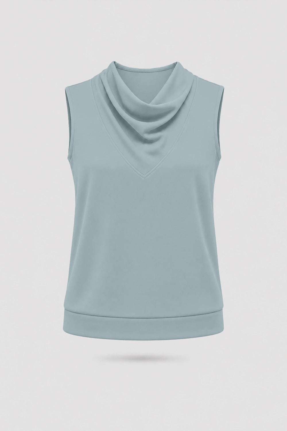 Cowl Neck Sleeveless Top - Misty Blue