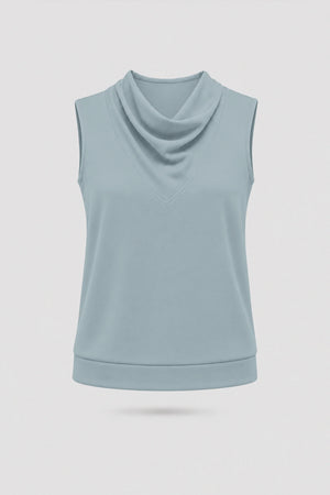 Cowl Neck Sleeveless Top - Misty Blue