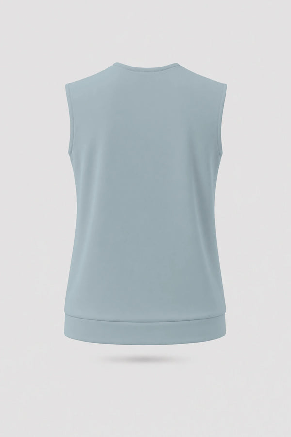 Cowl Neck Sleeveless Top - Misty Blue