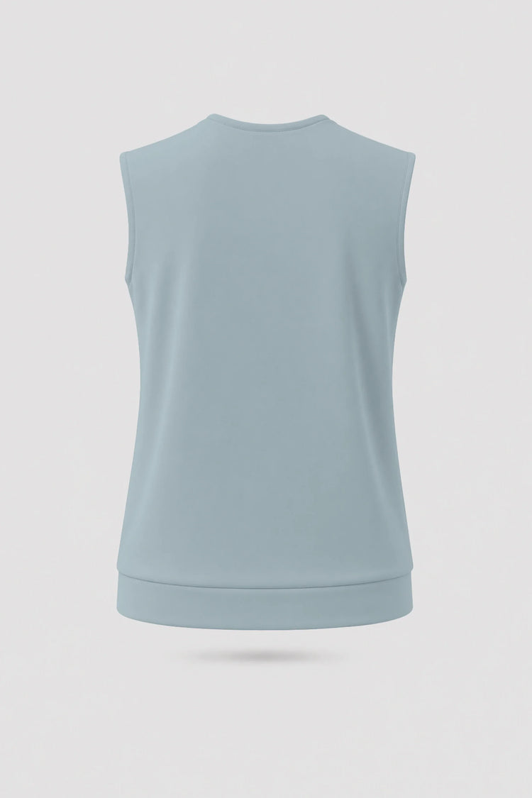 Cowl Neck Sleeveless Top - Misty Blue