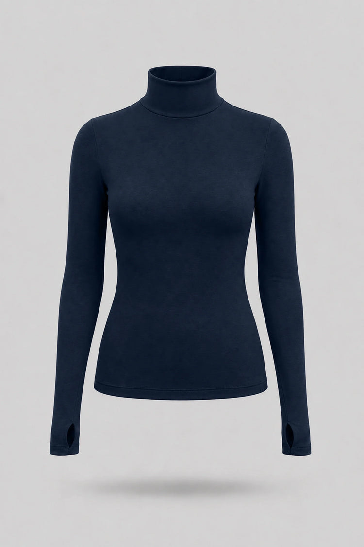 Luxe Stretch Turtleneck - Midnight Navy