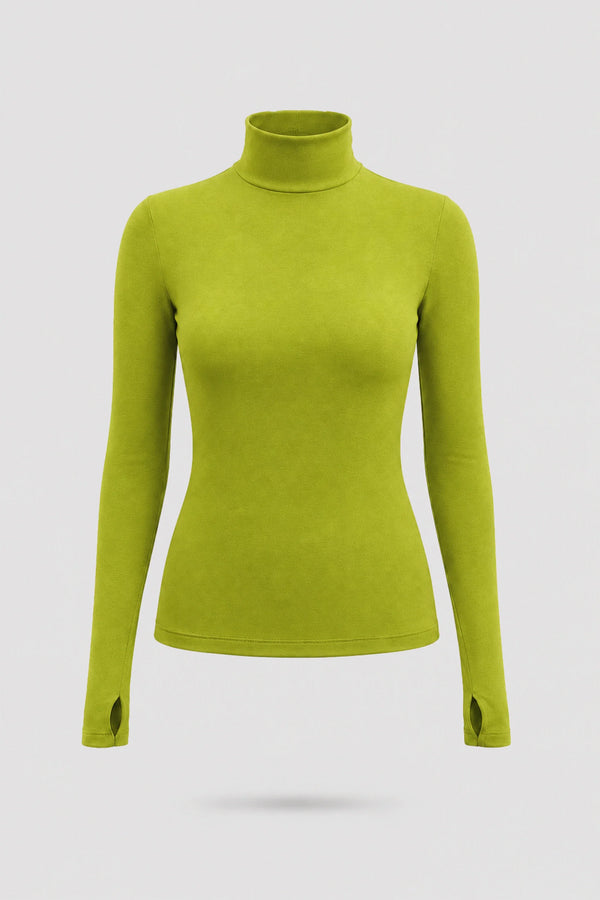 Luxe Stretch Turtleneck - Olive Green