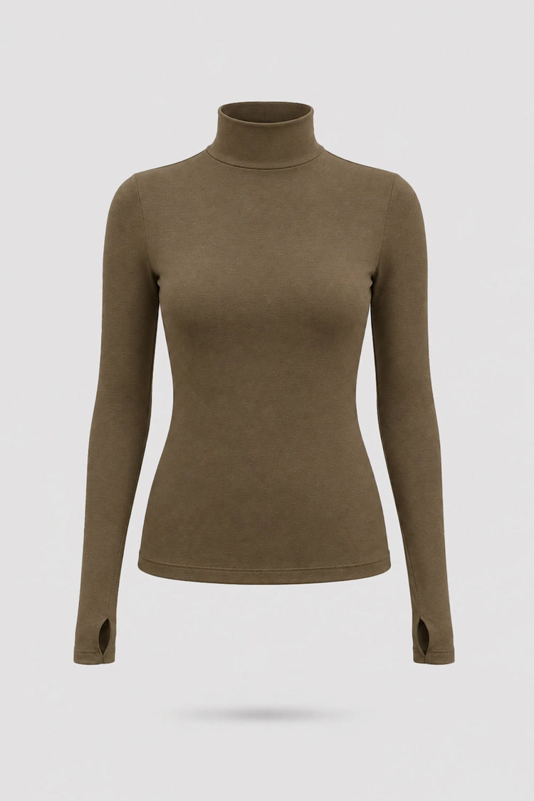 Luxe Stretch Turtleneck - Cocoa Brown