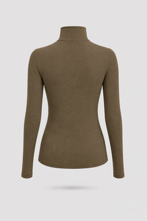 Luxe Stretch Turtleneck - Cocoa Brown