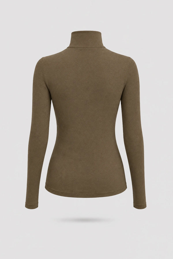 Luxe Stretch Turtleneck - Cocoa Brown
