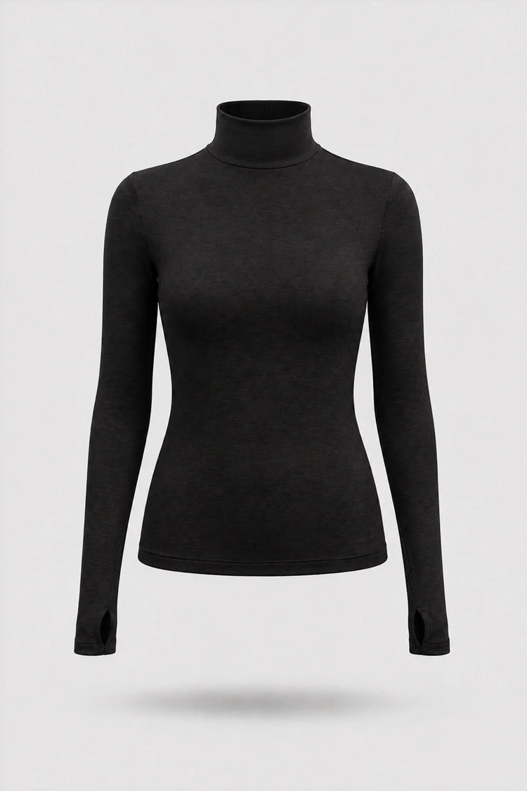 Luxe Stretch Turtleneck - Midnight Black