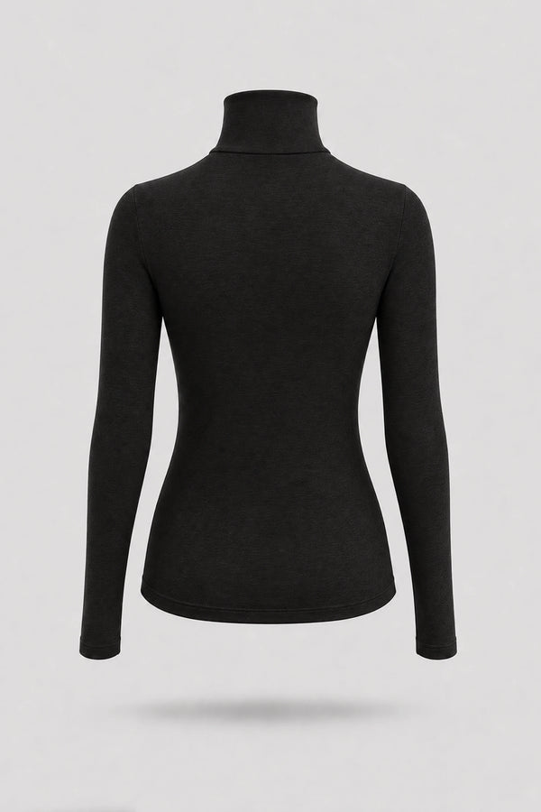 Luxe Stretch Turtleneck - Midnight Black