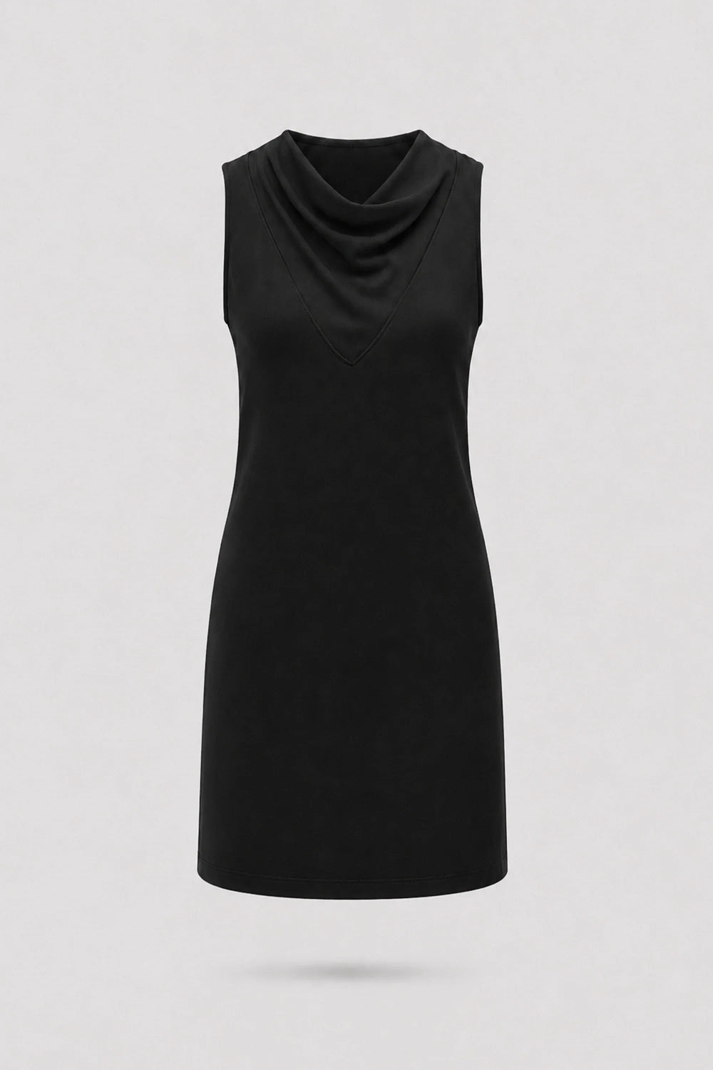 Cowl Neck Sleeveless Dress - Midnight Black