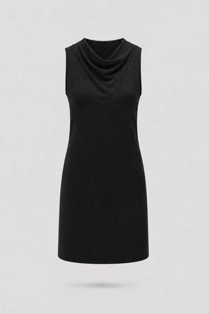 Cowl Neck Sleeveless Dress - Midnight Black