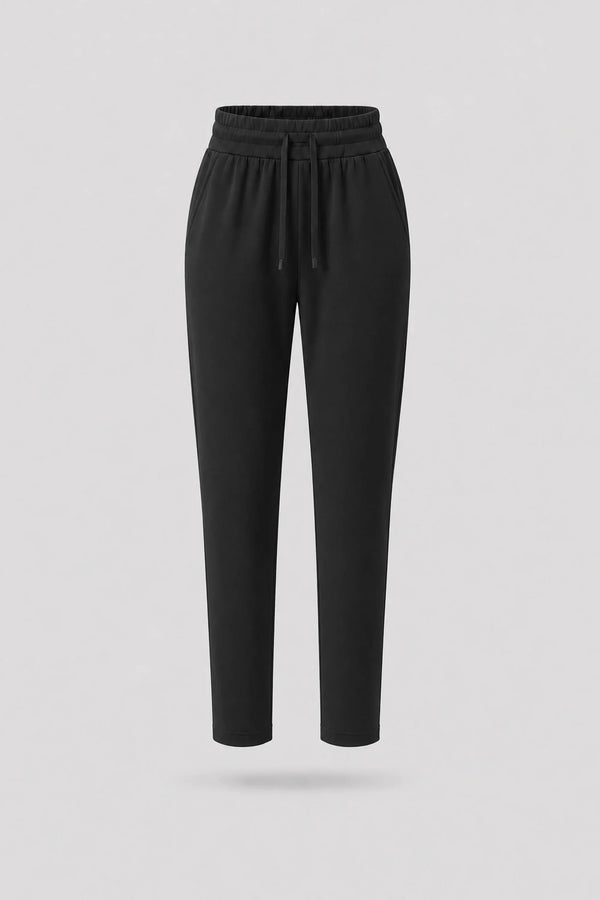 Drawstring Straight-Leg Pants - Midnight Black