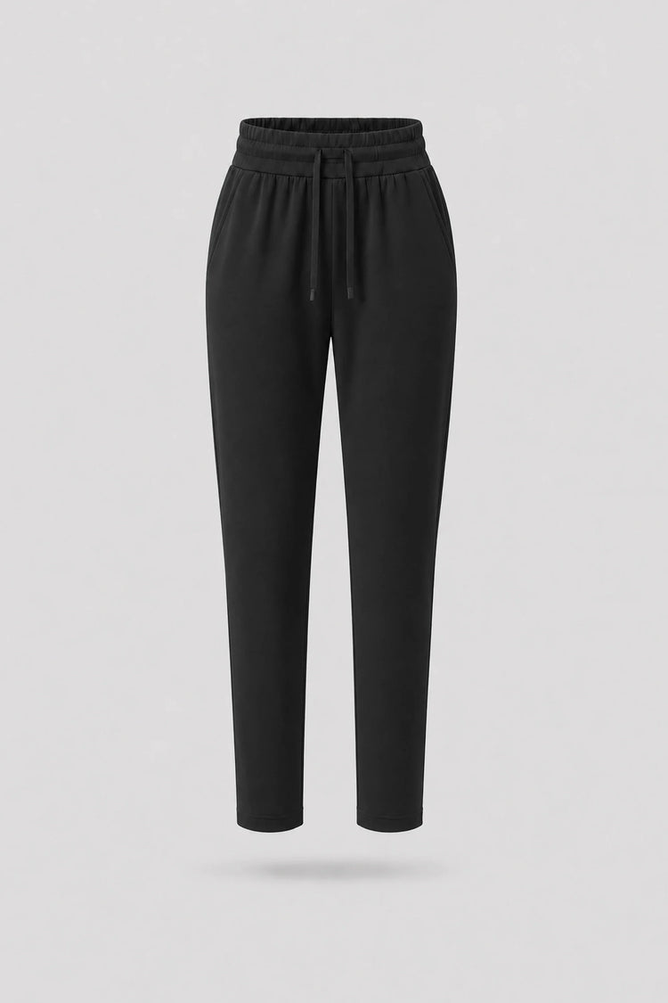 Drawstring Straight-Leg Pants - Midnight Black