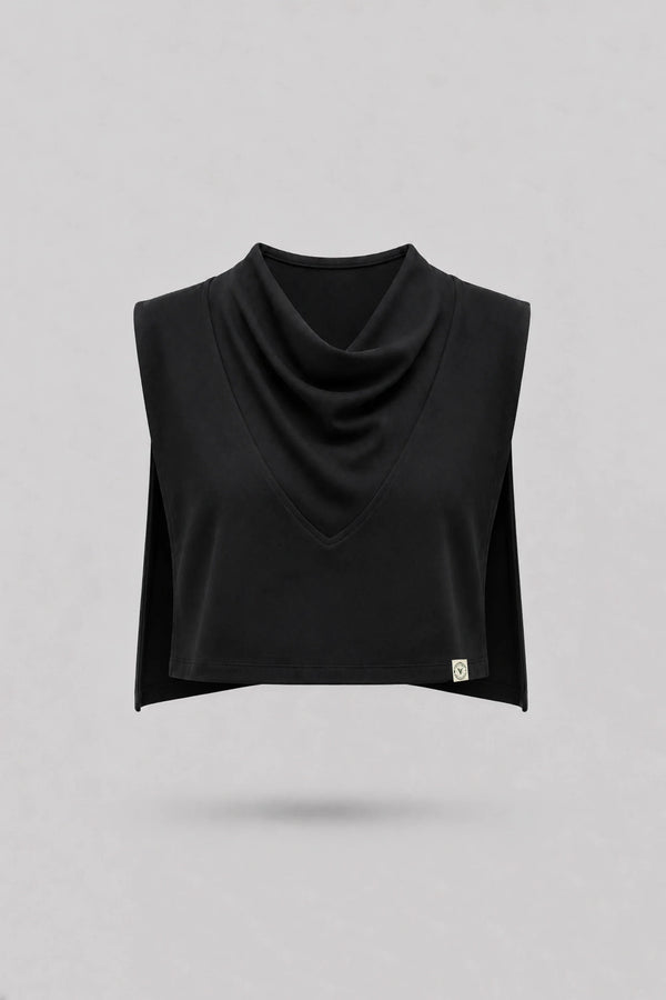 Cowl Neck Layering Top - Midnight Black