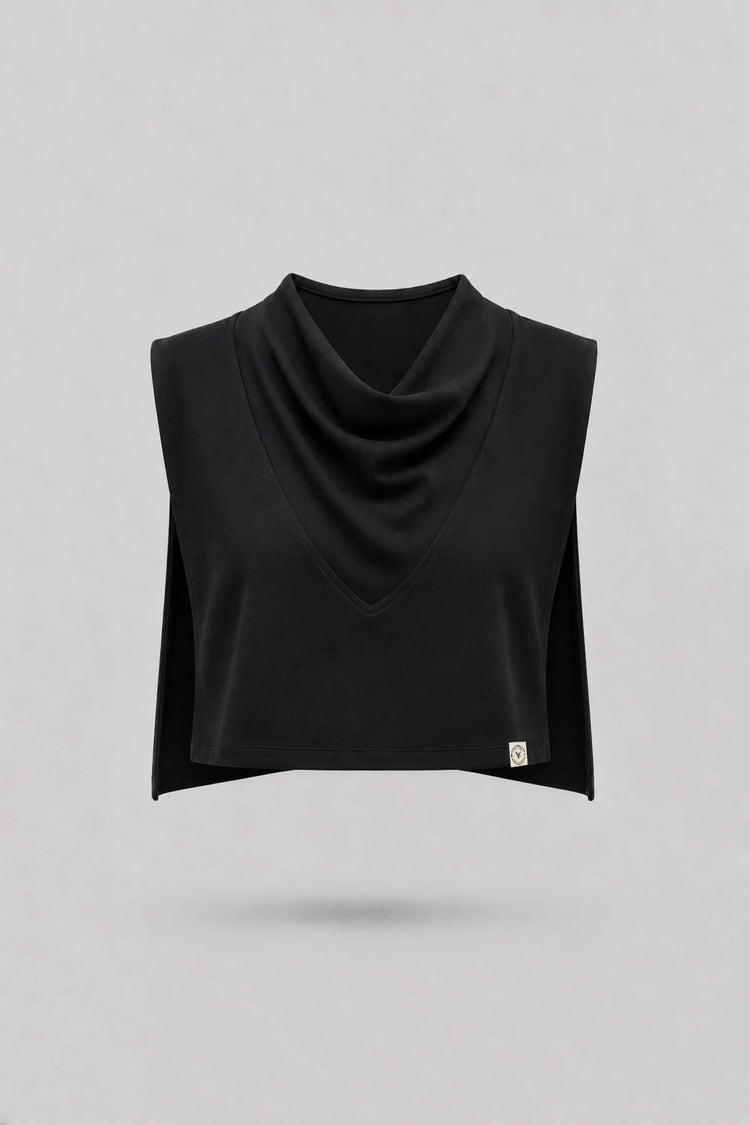 Cowl Neck Layering Top - Midnight Black