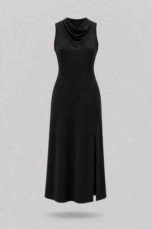 Cowl Neck Maxi Dress - Midnight Black