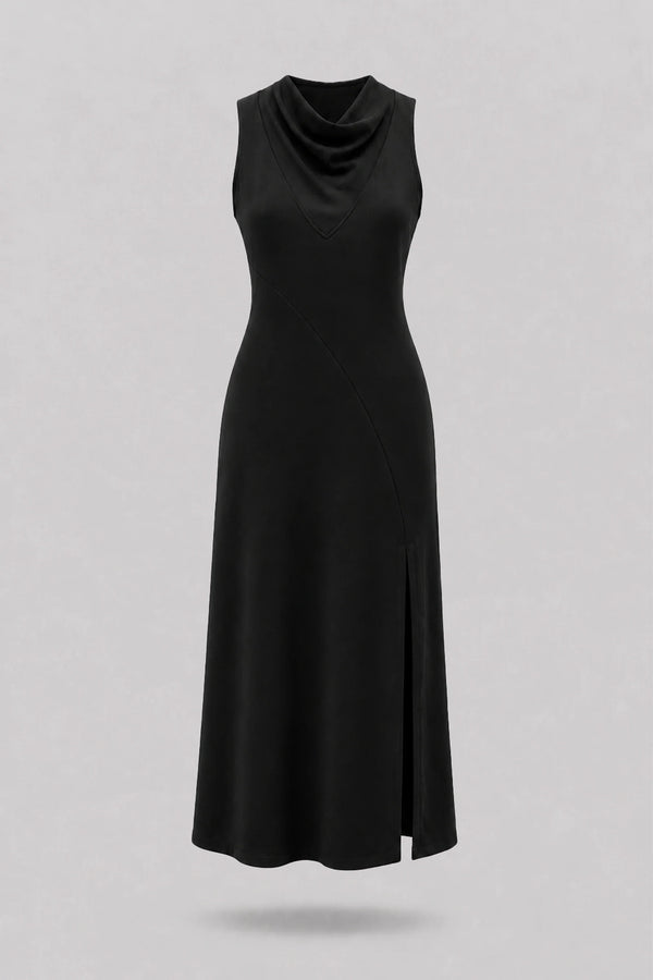 Cowl Neck Maxi Dress - Midnight Black