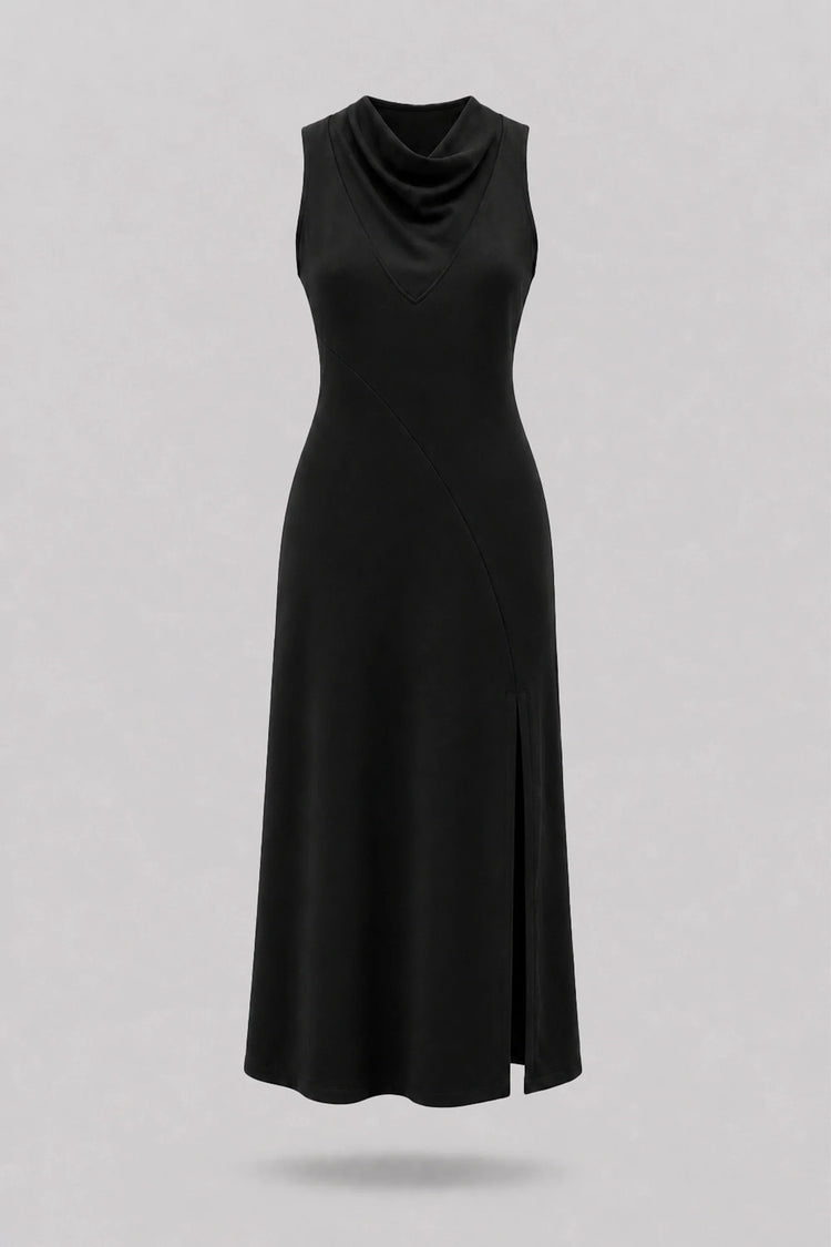 Cowl Neck Maxi Dress - Midnight Black