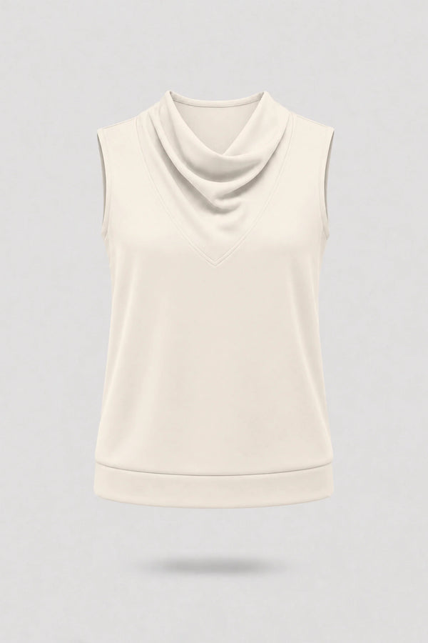 Cowl Neck Sleeveless Top - Soft Ivory
