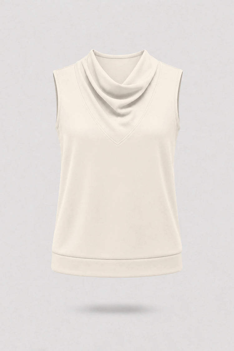 Cowl Neck Sleeveless Top - Soft Ivory