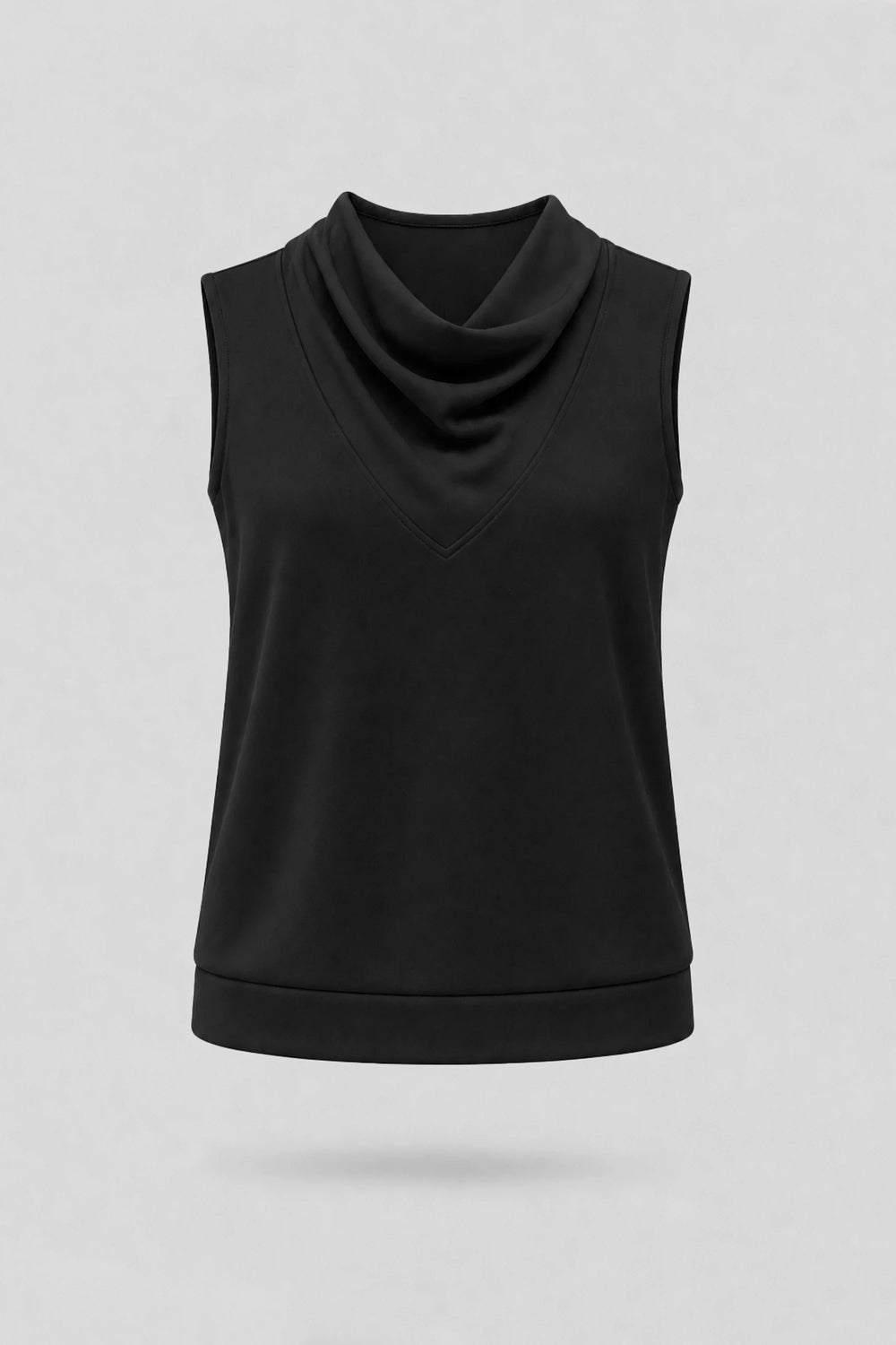 Cowl Neck Sleeveless Top - Midnight Black