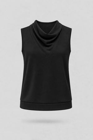 Cowl Neck Sleeveless Top - Midnight Black