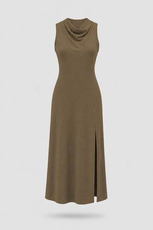 Cowl Neck Maxi Dress - Toffee Brown