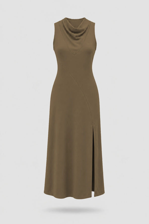 Cowl Neck Maxi Dress - Toffee Brown