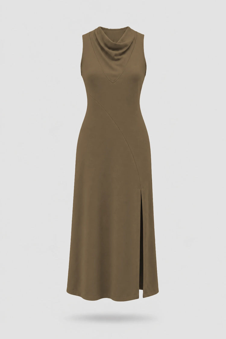 Cowl Neck Maxi Dress - Toffee Brown