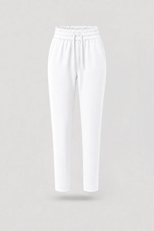 Drawstring Straight-Leg Pants - Cloud White