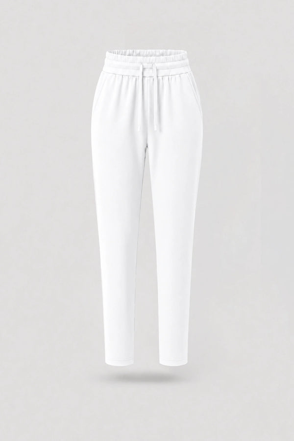 Drawstring Straight-Leg Pants - Cloud White