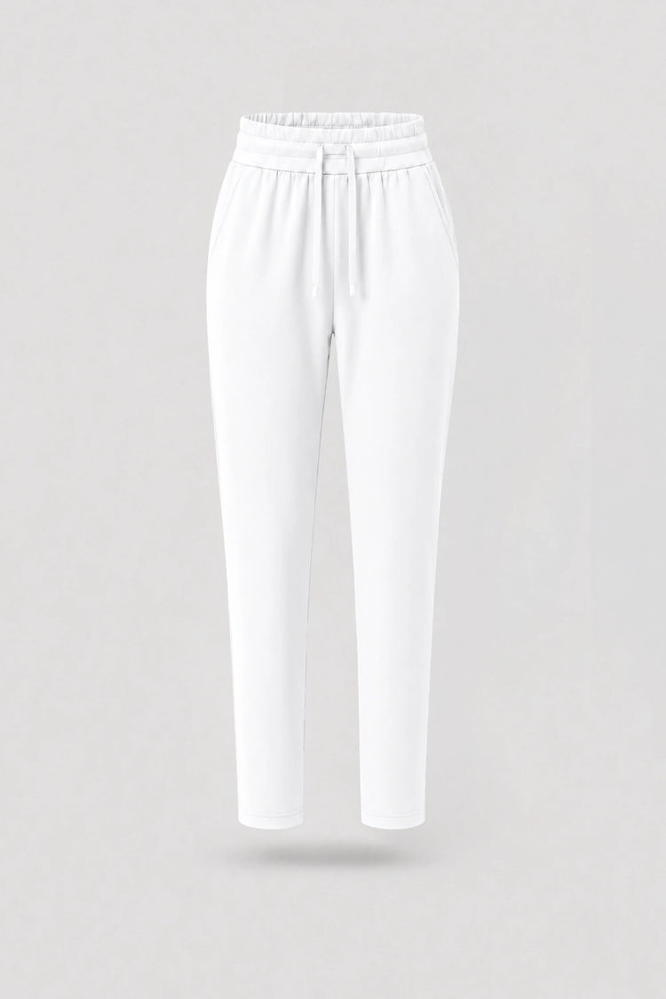 Drawstring Straight-Leg Pants - Cloud White