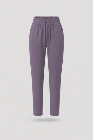 Drawstring Straight-Leg Pants - Dusty Mauve