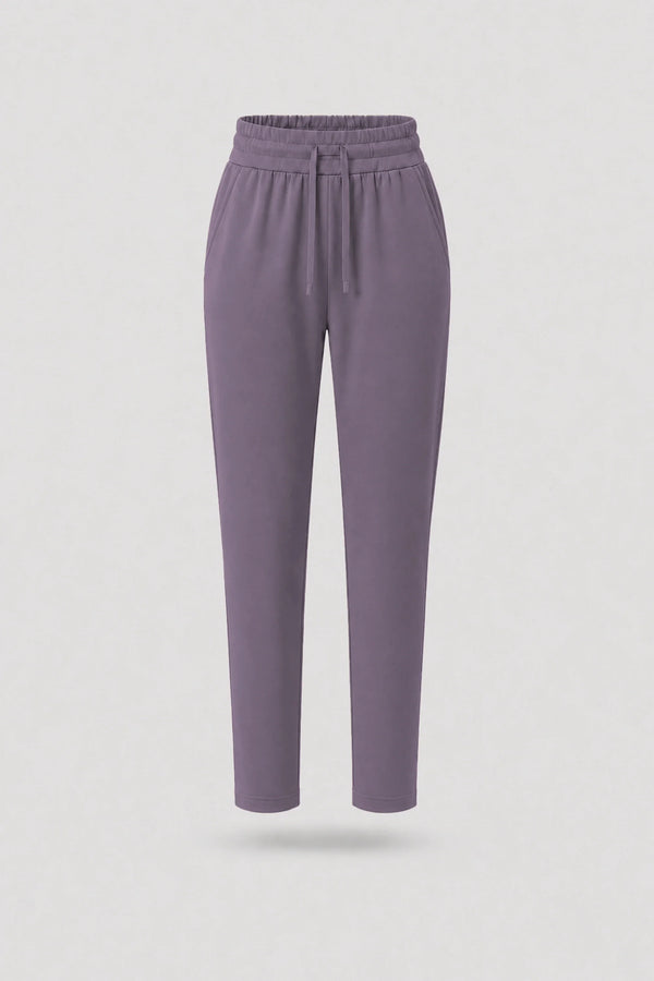 Drawstring Straight-Leg Pants - Dusty Mauve