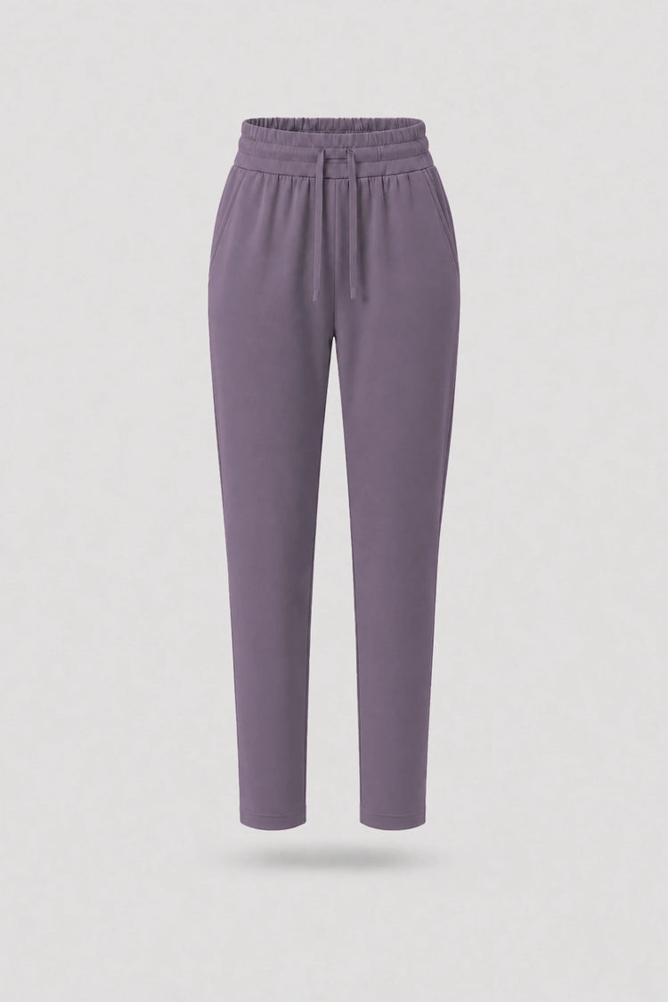 Drawstring Straight-Leg Pants - Dusty Mauve