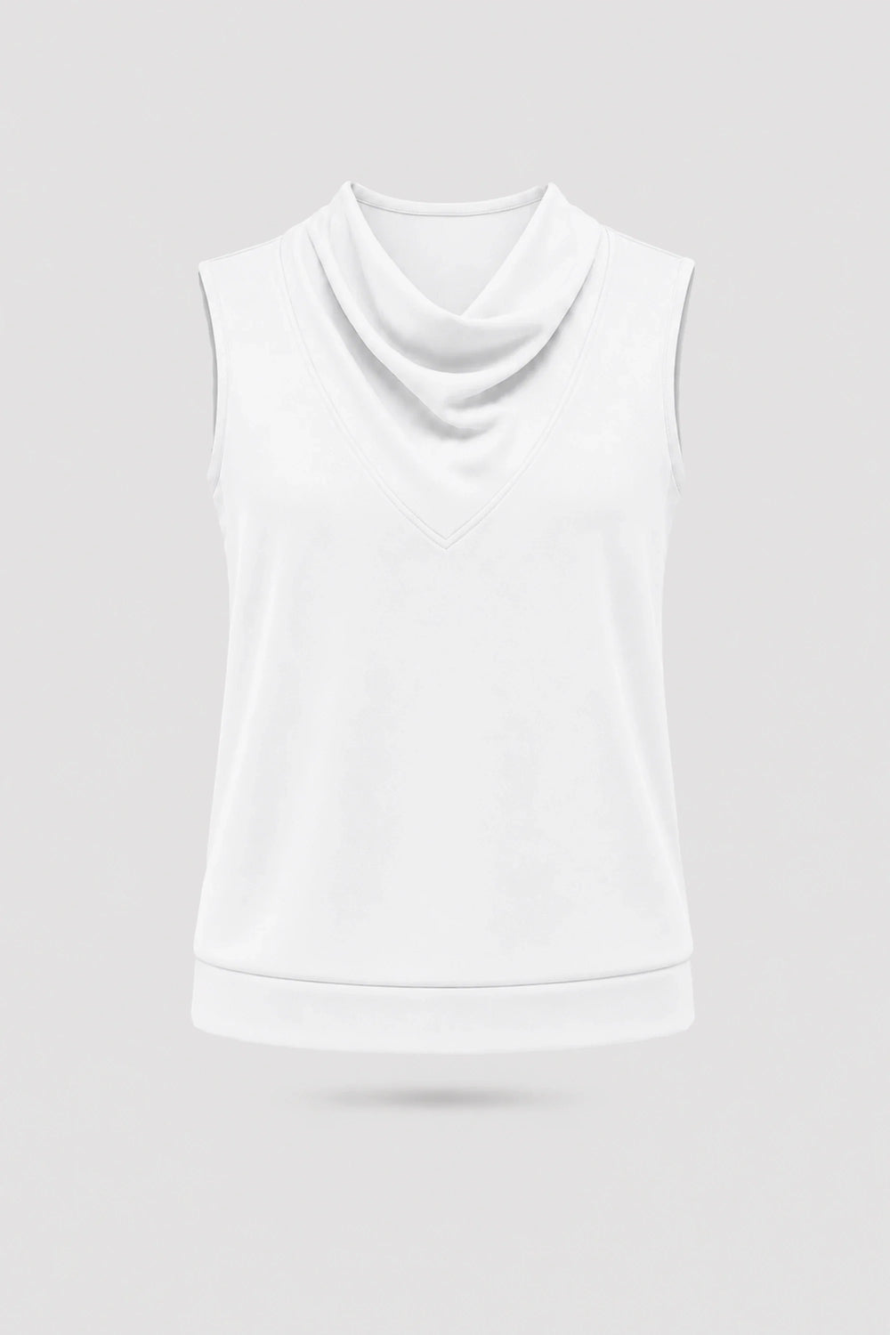 Cowl Neck Sleeveless Top - Cloud White