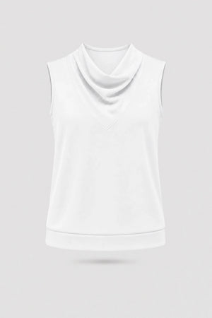 Cowl Neck Sleeveless Top - Cloud White