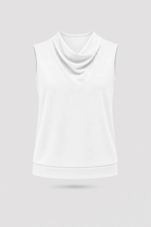 Cowl Neck Sleeveless Top - Cloud White