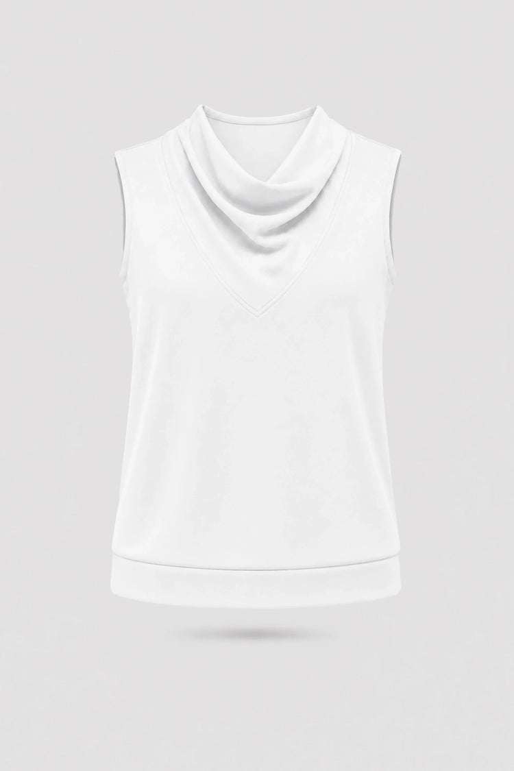 Cowl Neck Sleeveless Top - Cloud White