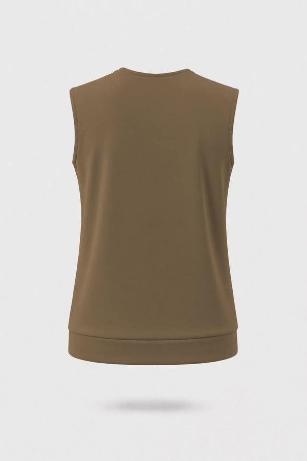 Cowl Neck Sleeveless Top - Toffee Brown